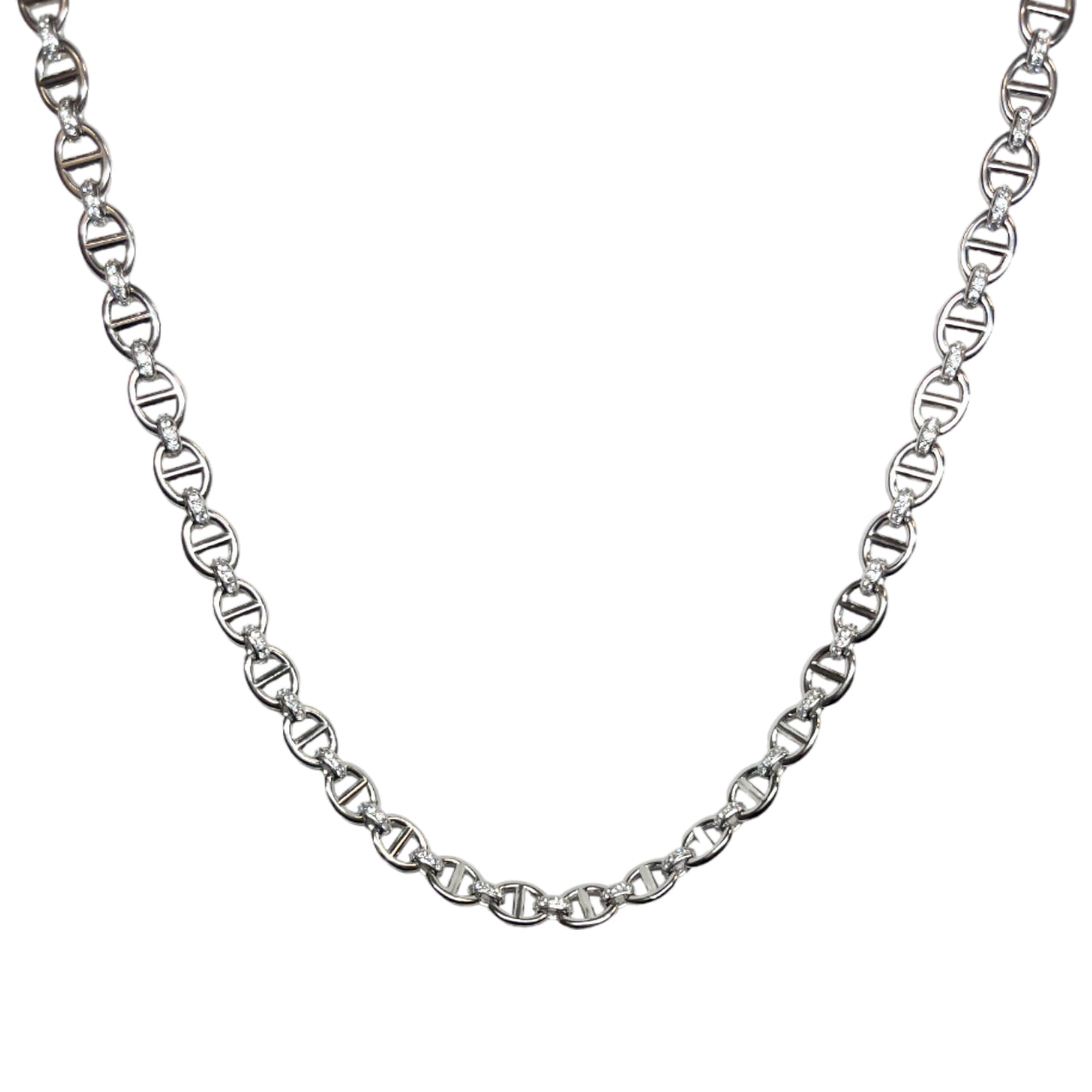 Collana Donna Re Mida Choker Argento Zirconi Bianchi Maglia Marinara